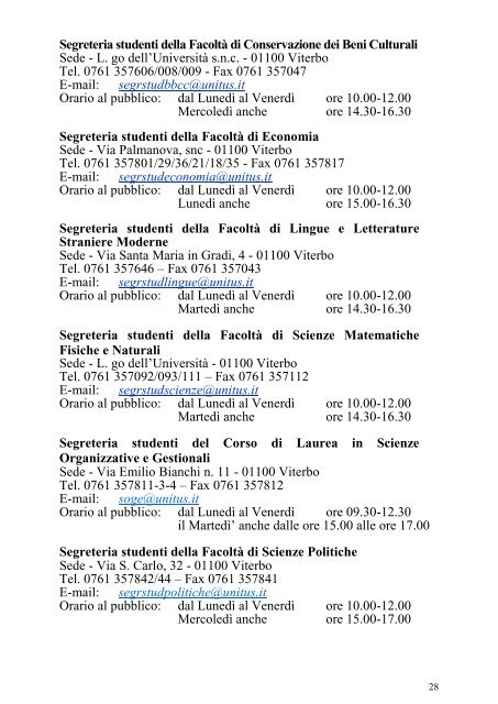 Guida ai Servizi di Ateneo (pdf) - UniversitÃ  degli Studi della Tuscia