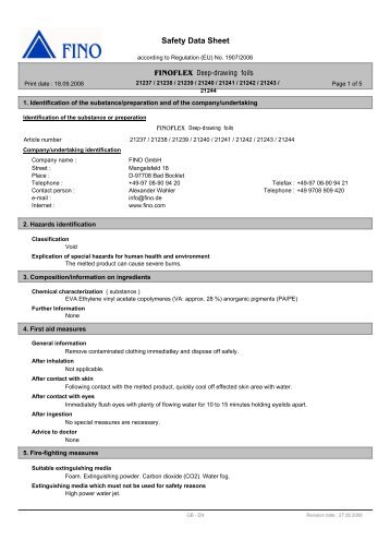 Safety Data Sheet Deep-drawing foils - FINO