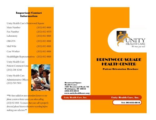 Brentwood Square Center Brochure.pub - Unity Health Care