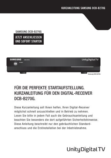 kurzanleitung samsung dcb-b270g - Unitymedia