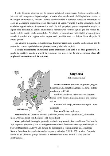 Ungheria - UniversitÃ  degli studi di Udine
