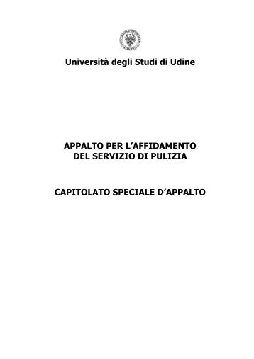 capitolato speciale servizio di pulizia - UniversitÃ  degli studi di Udine