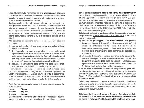 Guida ai corsi a.a. 2010/11 - UniversitÃ  degli studi di Udine