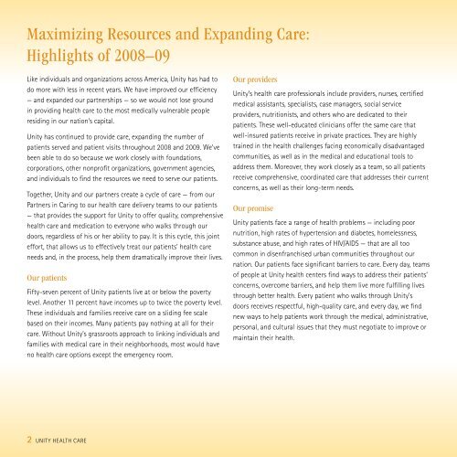 A Cycle of Care - Unity Health Care