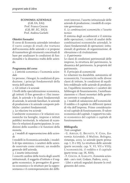 â¢GUIDA ECONOMIA 07-08 - UniversitÃ  degli studi di Udine