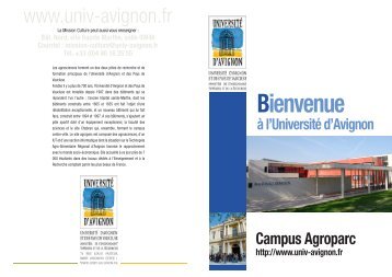 Bienvenue Ã  Agroparc (*.pdf) - UniversitÃ© d'Avignon et des Pays de ...