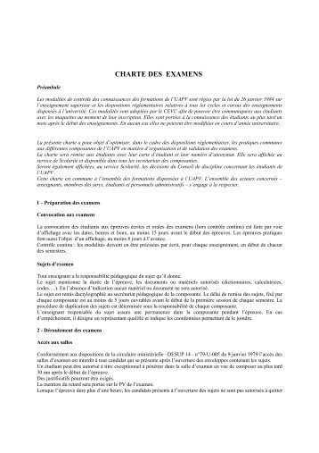 Charte des examens - UniversitÃ© d'Avignon et des Pays de Vaucluse