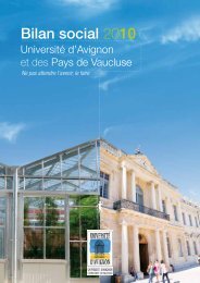 Bilan social 2010 - Université d'Avignon et des Pays de Vaucluse