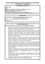 fiche descriptive du poste ouvert au concours - Université d'Avignon ...