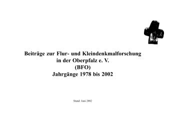 Beiträge zur Flur- und Kleindenkmalforschung in der Oberpfalz e. V ...