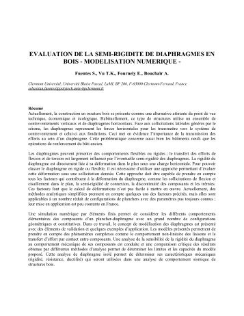 EVALUATION DE LA SEMI-RIGIDITE DE DIAPHRAGMES EN BOIS ...