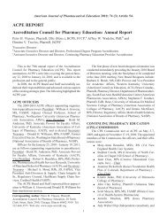ACPE REPORT Accreditation Council for Pharmacy Education ...