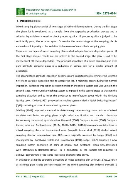 CONSTRUCTION OF SINGLE SAMPLING PLAN ... - Garph.co.uk