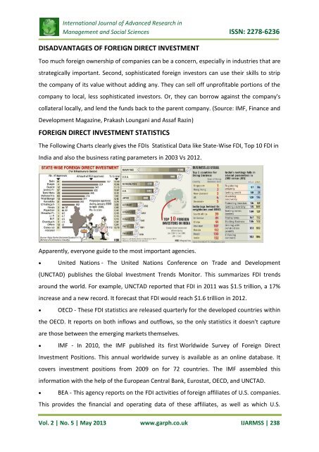 issn: 2278-6236 foreign direct investment in india - Garph.co.uk