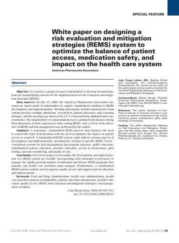 White paper on designing a risk evaluation and mitigation strategies ...