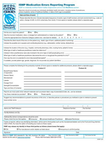 ISMP Medication Errors Reporting Program