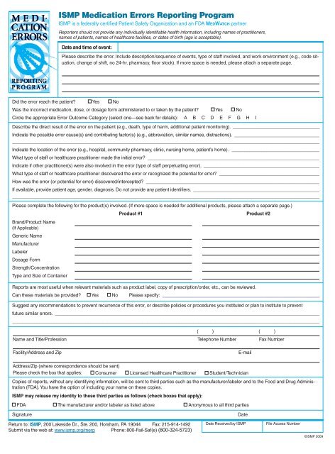 ISMP Medication Errors Reporting Program