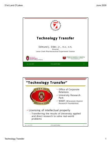 Technology Transfer - Continuing Education, Pharmacy