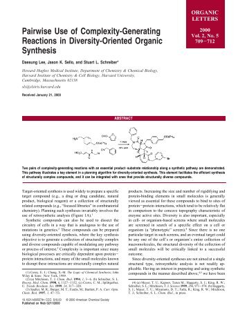 Pairwise Use of Complexity-Generating Reactions in Diversity ...