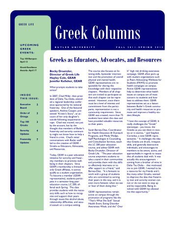 Greeks as Educators, Advocates, and Resources - Butler University