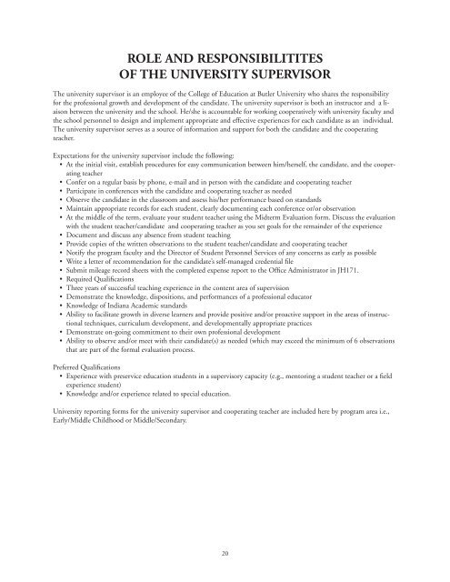 Student Teaching Handbook - Butler University