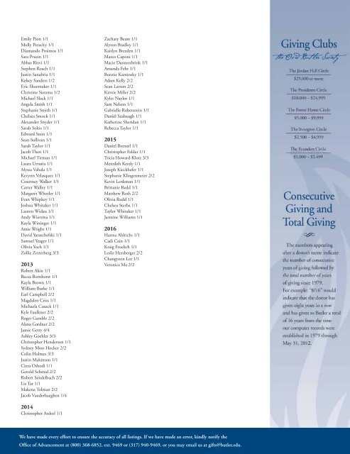 Donor Honor Roll 2011-2012 - Butler University