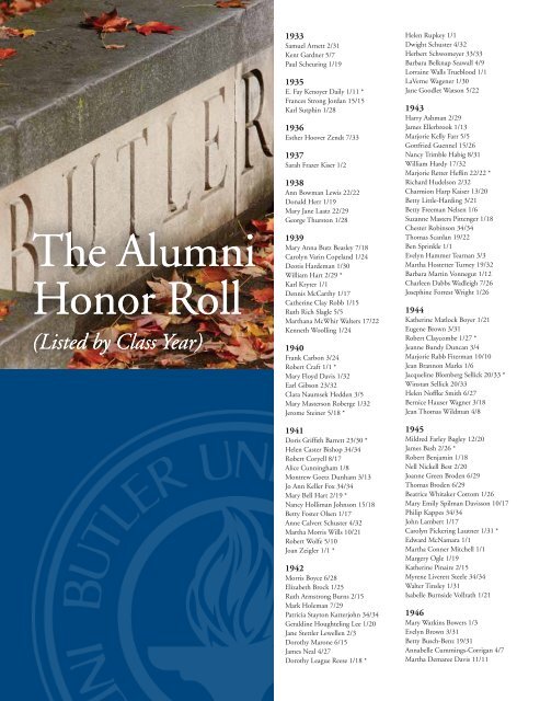 Donor Honor Roll 2011-2012 - Butler University