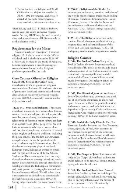 2 0 1 3 bulletin - Butler University