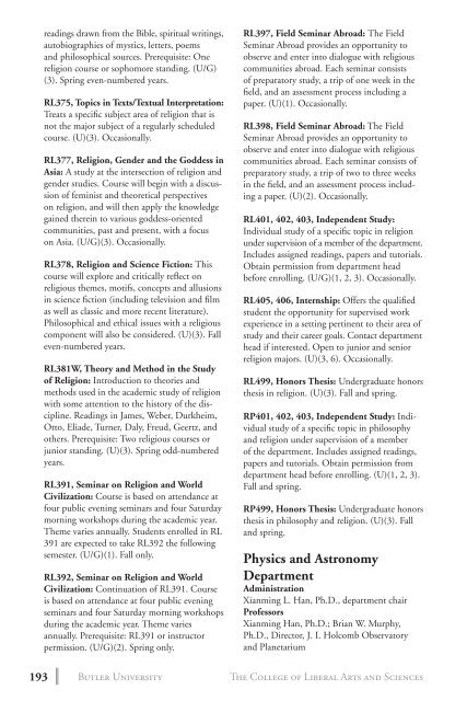 2 0 1 3 bulletin - Butler University