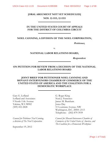 Noel Canning v. NLRB - National Chamber Litigation Center