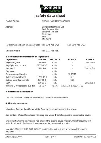 safety data sheet - Gompels.co.uk