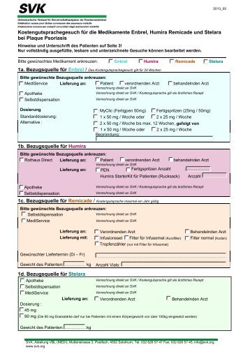 Kostengutspracheformular - bei SVK