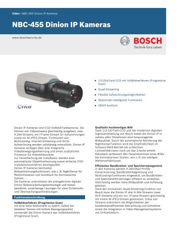 NBC-455 Dinion IP Kameras - Bosch Security Systems