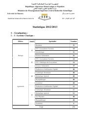 Statistique 2012/2013 - UniversitÃ© Mascara