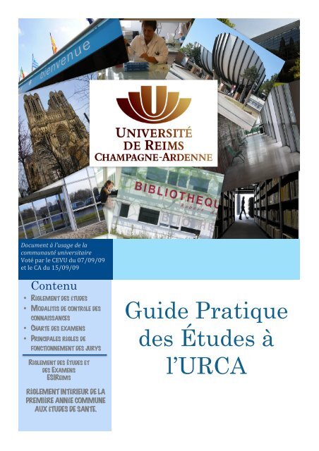 Guide Pratique des Ã‰tudes Ã l'URCA - UniversitÃ© de Reims ...