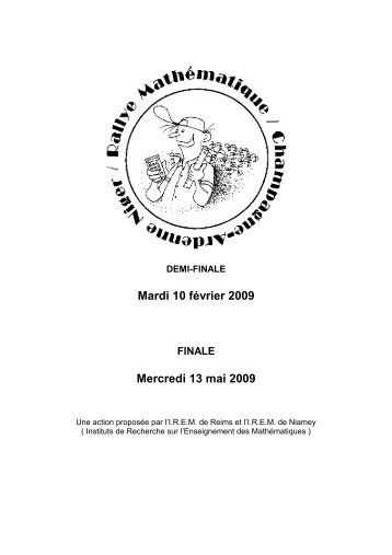 LE RALLYE MATHEMATIQUE CHAMPAGNE - UniversitÃ© de Reims ...