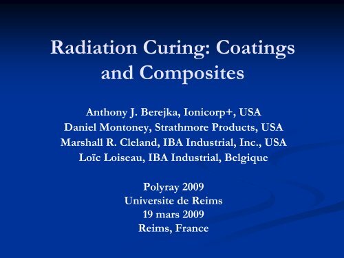 Radiation Curing: Coatings and Composites