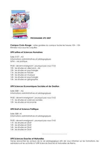 UFR Lettres et Sciences Humaines UFR Sciences Economiques ...