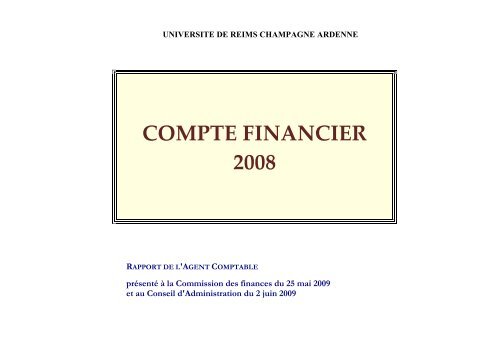 compte financier 2008 - UniversitÃ© de Reims Champagne-Ardenne
