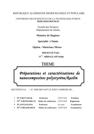 ABIDALLAH magister.pdf - UniversitÃ© des Sciences et de la ...