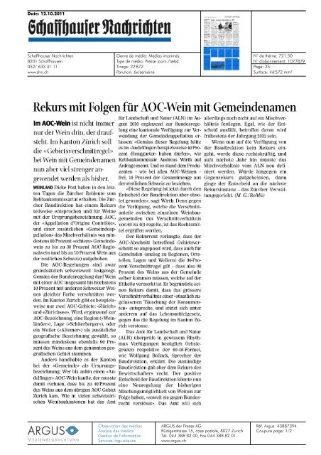 Rekurs mit Folgen fÃ¼r AOC-Wein mit Gemeindenamen - Univerre