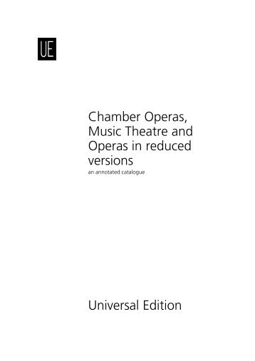 Universal Edition Chamber Operas, Music Theatre and Operas in ...