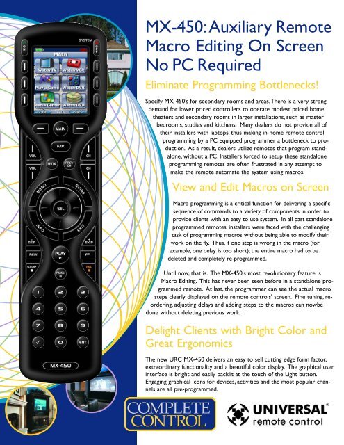 MX-450 Brochure.qxp - Universal Remote Control