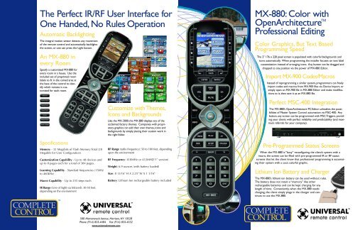 MX-880 4 Page Brochure.qxp - Universal Remote Control