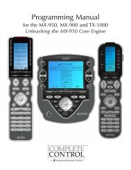 MX950 Core Engine Programming Manual - Universal Remote Control