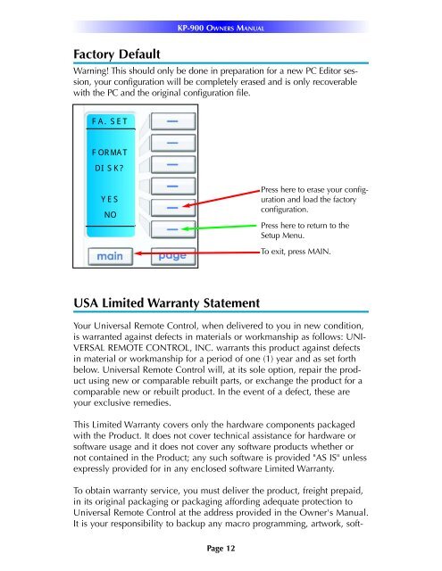 Owner's Manual - Universal Remote Control