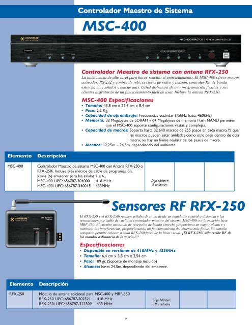 CatÃ¡logo de la lÃ­nea completa - Universal Remote Control