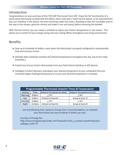 Thermo Control User Manual - Universal Remote Control