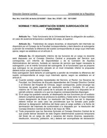 normas y reglamentaciÃ³n sobre subrogaciÃ³n de funciones