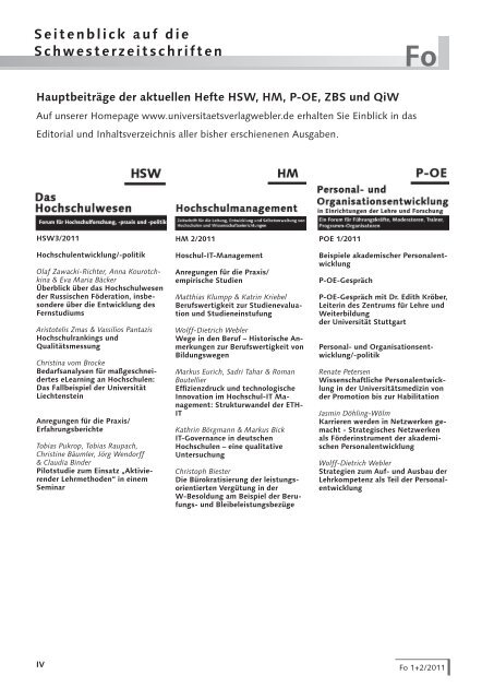 Heft 1 + 2 / 2011 - UniversitÃ¤tsVerlagWebler